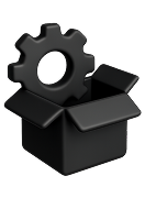 Gear and box icon
